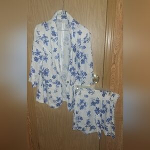 Cato Blue and White Floral Blazer